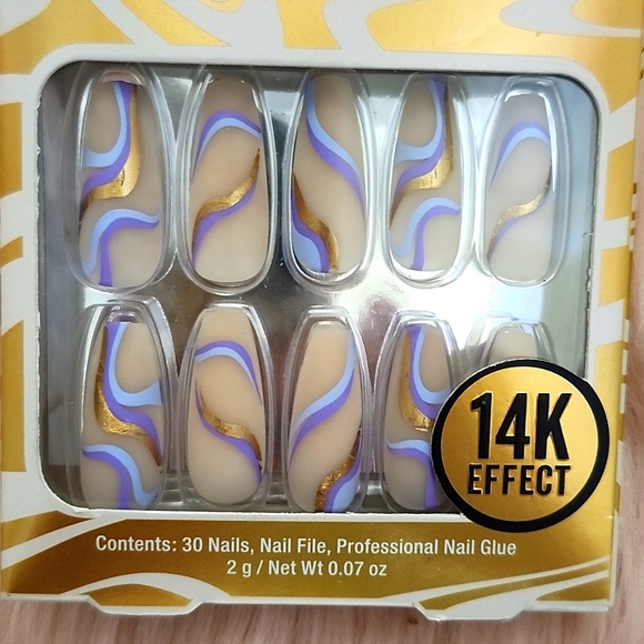 Brand New SALON PERFECT LIQUID GOLD 14K EFFECT FALSE NAILS-2CT - Picture 4 of 4